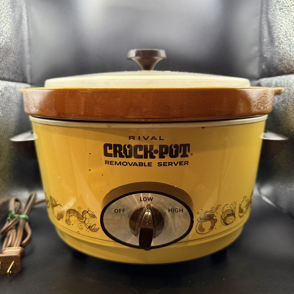 Vintage Rival Crock Pot 5 Quart Removable Stoneware Slow Cooker Model 3350 TESTD